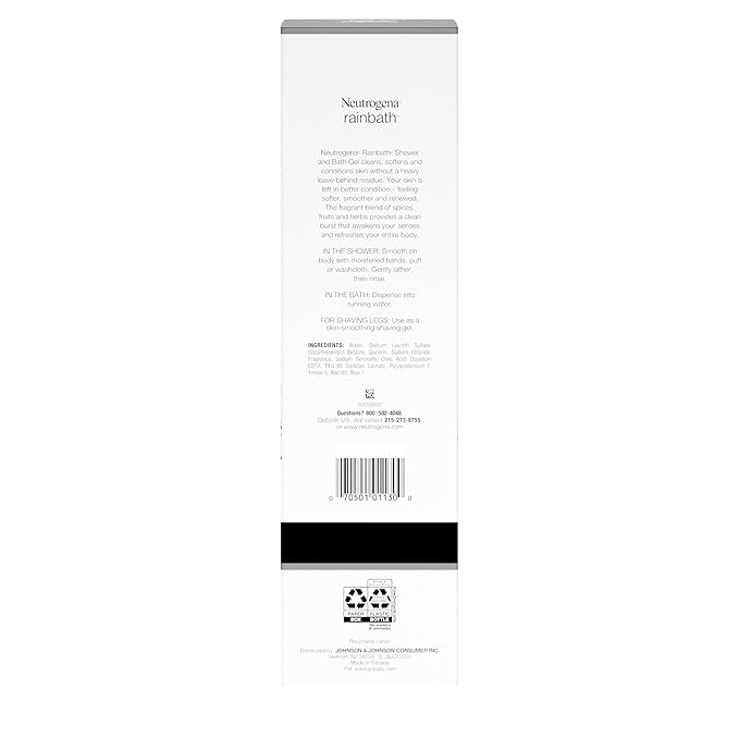 Neutrogena Rainbath Cleansing Shower & Bath Gel, Daily Moisturizing Body Wash Cleanser & Shaving Gel for Men & Women, Clean-Rinsing Creamy Lather for Softer & Smoother Skin, Original Scent, 32 fl. Oz