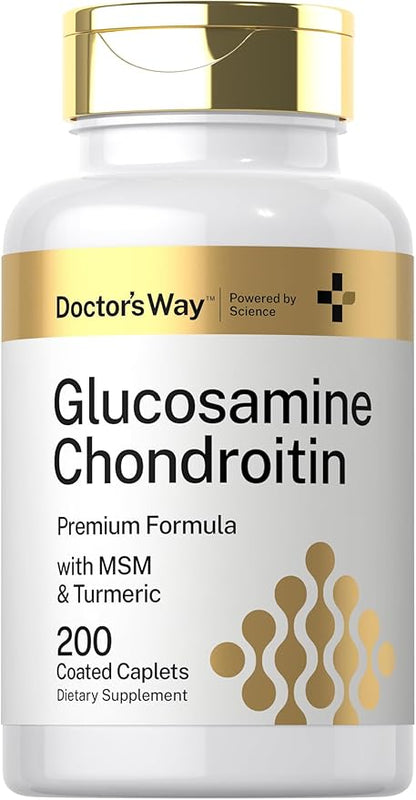 Doctor's Way Glucosamine Chondroitin MSM Turmeric | 200 Caplets | Complex Supplement for Adults | Non-GMO, Gluten Free