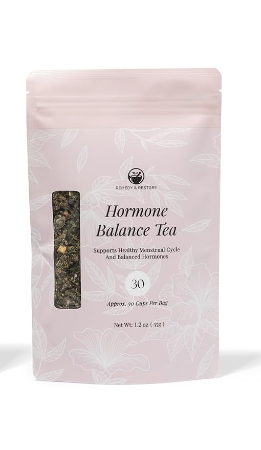 Remedy & Restore Herbal Tea for Hormone Balance - Natural Menstrual Cycle Support, Spearmint Flavor, Loose Leaves, 1 Count