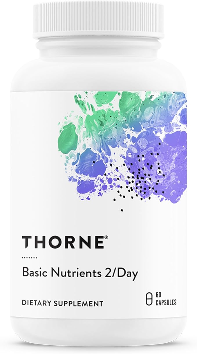 THORNE - Basic Nutrients 2/Day - Comprehensive Daily Multi-Vitamin with Optimal Bioavailability - Vitamin & Mineral Formula - Third-Party Certified - Gluten, Dairy & Soy-Free - 60 Capsules