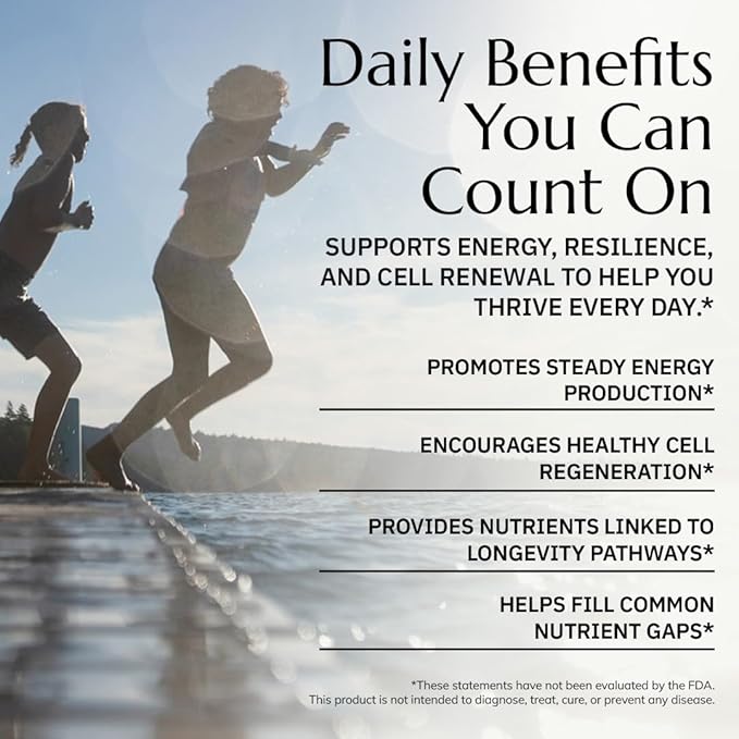Neurobiologix Longevity Multi, Daily Multivitamin for Men & Women, Over 40 Vitamins & Minerals, NR, CoQ10 & Active B, Iron Free Vitamins for Women & Men for Energy & Wellness, 120 Capsules