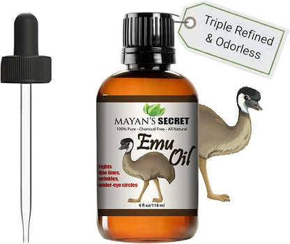 Pure Carrier and Essential Oils for Skin Care, Hair, Body Moisturizer for Face-Anti Aging Skin Care (Emu Oil, 4oz)