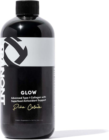Tranont Glow Liquid Collagen for Women | Multi Collagen Peptides with Hyaluronic Acid & Biotin | Hair, Skin & Nail Support | Hydrolyzed Collagen Shot | Piña Colada | 15 fl oz