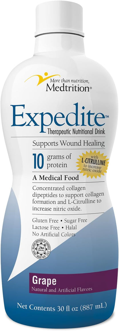 Medtrition Expedite Liquid Collagen, Grape, 30 Fl Oz, Pack of 1 - Nutrition Support for General, Orthopedic & Cosmetic Surgery Recovery