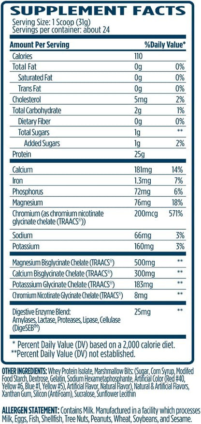 VMI Sports | ProtoLyte Whey Isolate Protein Powder | Low Calorie Whey for Weight Loss and Muscle Gain | Digestive Enzymes | Non-GMO (1.6 lb, Marshmallow Charms)