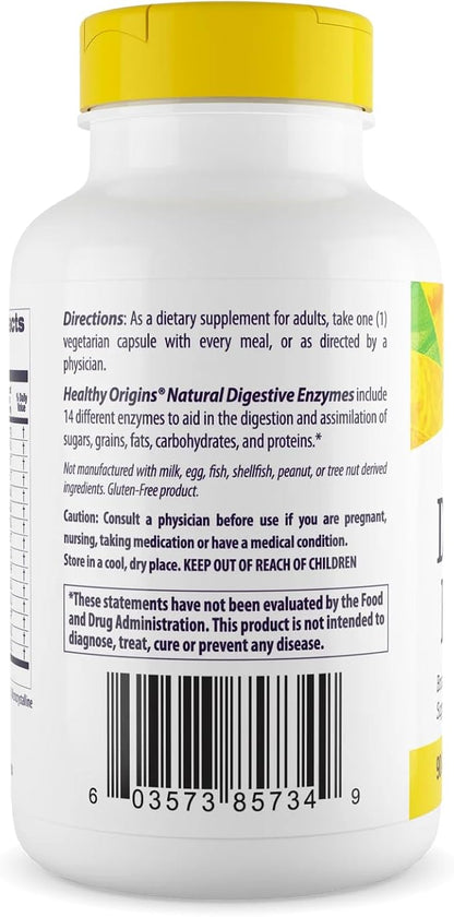 Healthy Origins Digestive Enzymes (Broad Spectrum, Non-GMO, Gluten Free, Digestive Support), 90 Veggie Caps