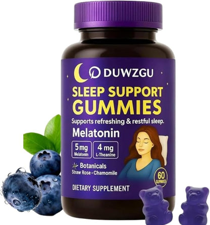 Sleep Gummies for Adults – Melatonin, L-Theanine, Chamomile & Lemon Balm – Berry Flavor – Vegan, Non-GMO – 60 Nighttime Gummies for Restful Sleep – Delicious, Gentle, Natural Support