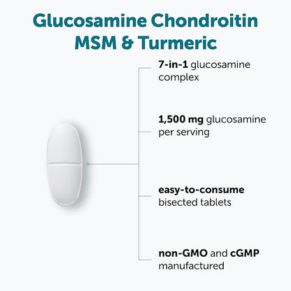 Micro Ingredients Glucosamine Chondroitin MSM and Turmeric Supplement, 300 Bisected Tablets | 1,500 mg Glucosamine Per Serving | 7-in-1 with Boswellia, Hyaluronic Acid, & Collagen Complex