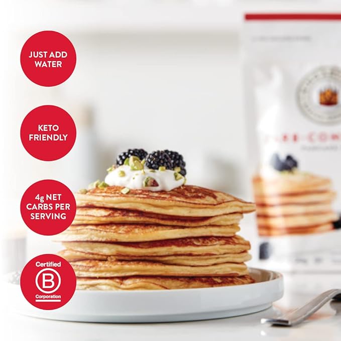 King Arthur, Keto Wheat Pancake Mix, Sourced Non-GMO, Certified Kosher, Keto Friendly, 12 Oz, Packaging May Vary (Pack of 2)