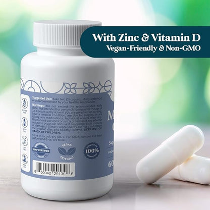 Pattern Wellness Magnesium Complex – Supports Muscle, Bone & Relaxation Health – with Zinc & Vitamin D – Daily Support Formula – 180 Vegan Capsules