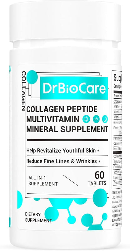 DrBioCare Collagen Peptides for Women, Beauty Vitamin & Mineral Supplement,Contains Vitamin D3, Probiotics for Women & Collagen Peptides,Vitamin B Complex,Vitamin E 60 Tablets