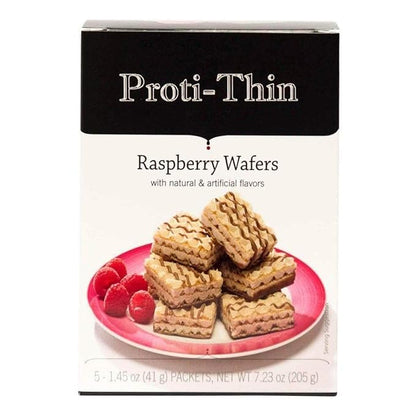 Proti-Thin High Protein Raspberry Wafer Squares, 15g Protein, Low Calorie, Low Carb, Low Sugar, Aspartame Free, Diet Wafer Bars, Healthy Snack, 2 Wafers per Serving, 5 Count Box (6 Boxes - Save 10%)