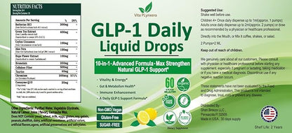 GLP-1 Support Liquid Drops, 10-in-1 Formula with Berberine, Ceylon Cinnamon, Prebiotic Fiber & Green Tea Extract | Support Healthy Metabolism, Digestive & Gut Health for Women & Men | Vegan, Non-GMO