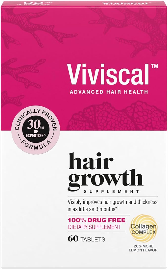 Viviscal Hair Growth Supplements For Women For Thicker, Fuller Hair, Nourishes Thinning & Loss, With Proprietary Collagen Complex, 60 Tablets, 1 Month Supply