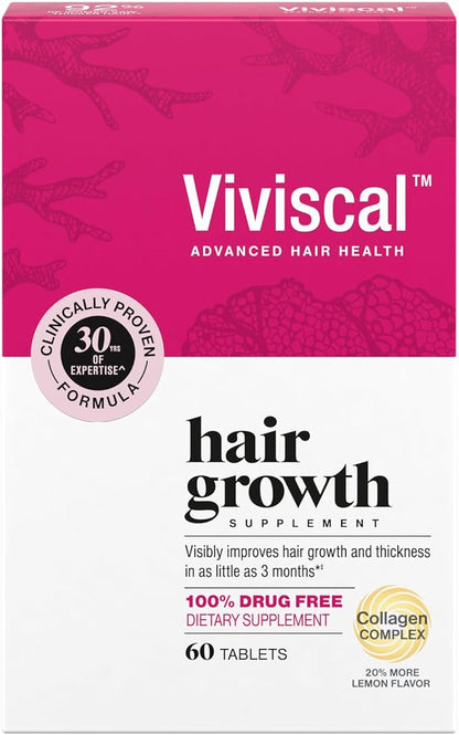 Viviscal Hair Growth Supplements For Women For Thicker, Fuller Hair, Nourishes Thinning & Loss, With Proprietary Collagen Complex, 60 Tablets, 1 Month Supply
