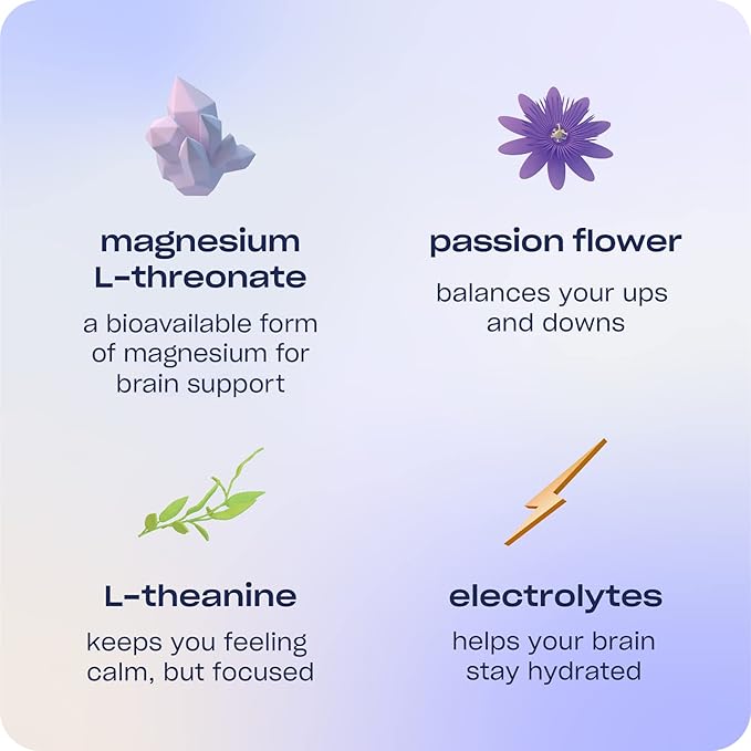 Recess Mood Powder, Magnesium L-Threonate Blend with Passion Flower, L-Theanine, Electrolytes, Magnesium Calm Support Powder Supplement - Lemon Citrus Pack of 10