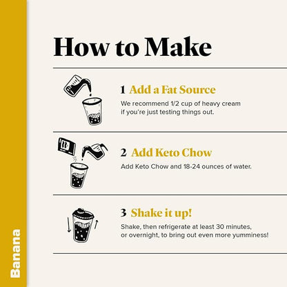 Keto Chow Banana - Keto Meal Replacement Shake Powder - Nutritionally Complete - Low Carb - Delicious Easy Meal Substitute - Protein Rich You Choose The Fat - Single Meal Sample