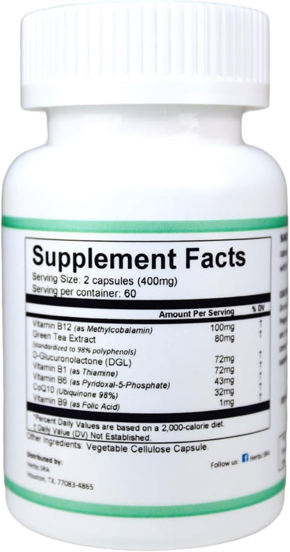 ENERGYAID Antioxidant Energy Support Supplement with Vitamin B6, Green Tea & CoQ10 – Supports Physical Stamina, Focus & Mental Clarity – 120 Vegetarian Capsules, Made in USA