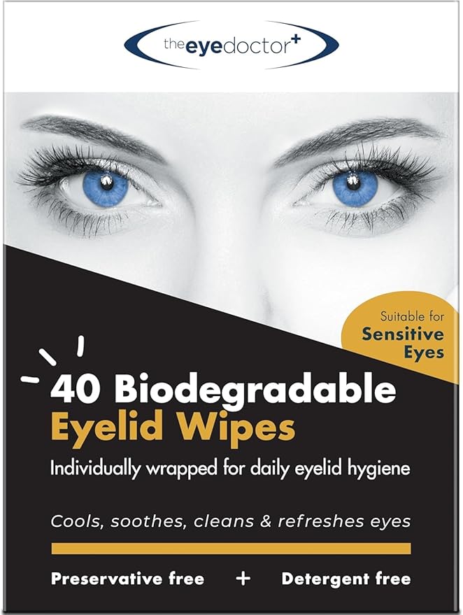 The Eye Doctor Biodegradable Eyelid Wipes - 20 x Single Use Eye Cleaning Wipes for Daily Lid Care - Individual Preservative Free Sensitive Eye Cleaner - Soothes Cleans and Refreshes