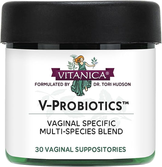 Vitanica Fresh V-Probiotics - Women's Probiotic for Vaginal Health - Contains Lactobacillus Gasseri - Free of Filler, Fragrances, Parabens, Preservatives & Artificial Colors - 30 Suppository Tablets