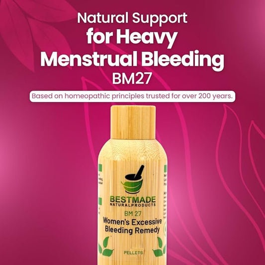 Bestmade Women's Excessive Bleeding Remedy BM27 - Promotes Balance & Comfort During Menstruation, Menopause & Natural Support, 350 Pellets