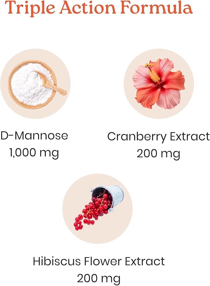 NewLife Naturals D-Mannose Capsules | w/Cranberry and Hibiscus Extracts | Natural Urinary Tract Health Supplement | 1400mg Pure Veggie Powder | 60 Veggie Capsules