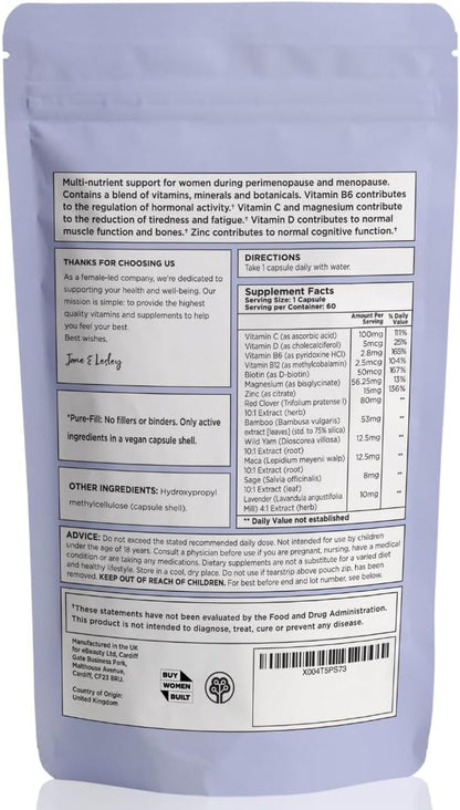 INNOPURE Perimenopause & Menopause Complex for Women (2 Month Supply) Red Clover, Wild Yam, Maca, Sage and Vitamins Including B6 for Hormone Regulation, Clean Label (Pure-Fill) 60 Capsules