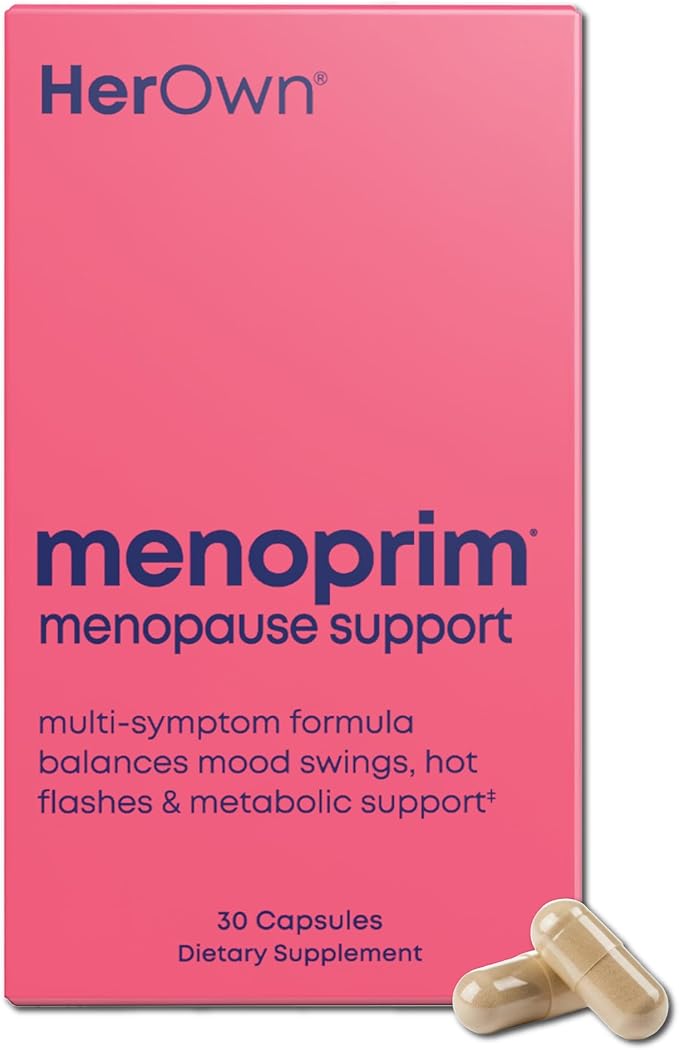 Her Own Menoprim, Menopause Support, Female Hormonal Balance Capsules for Night Sweats, Hot Flashes & Mood Swing Support, Bergamot Orange & Black Cohosh Root, 60 Capsules