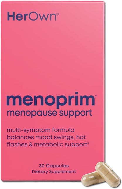 Her Own Menoprim, Menopause Support, Female Hormonal Balance Capsules for Night Sweats, Hot Flashes & Mood Swing Support, Bergamot Orange & Black Cohosh Root, 60 Capsules