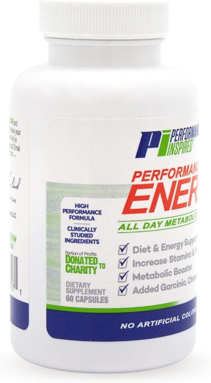 PERFORMANCE INSPIRED Nutrition Diet & Energy Capsules – Natural Green Coffee, Garcinia Cambogia & Green Tea – Supports Energy & Metabolism – 60 Count