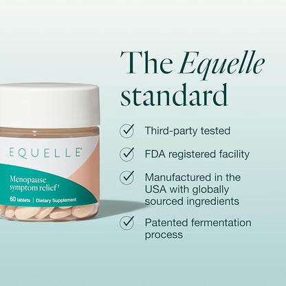 EQUELLE Multi-Symptom Perimenopause & Menopause Relief Relief from Hot Flashes, Muscle Aches & Supports More Sleep. Hormone-Free, Plant-Based S-Equol – 1 Month Supply (60 Tablets)