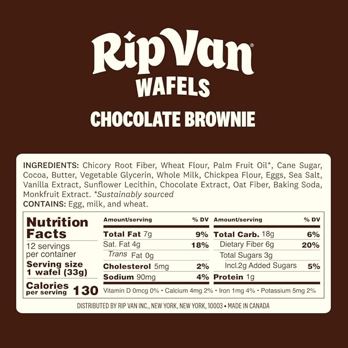 Rip Van Wafels Chocolate Brownie Stroopwafels - Healthy Snacks - Non GMO Snack - Keto Friendly - Office Snacks - Low Sugar (3g) - Low Calorie Snack - 1.16 Ounce (Pack of 12)