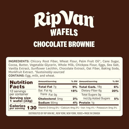 Rip Van Wafels Chocolate Brownie Stroopwafels - Healthy Snacks - Non GMO Snack - Keto Friendly - Office Snacks - Low Sugar (3g) - Low Calorie Snack - 1.16 Ounce (Pack of 12)