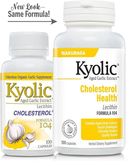 Kyolic Aged Garlic Extract Formula 104, Cholesterol Health*, 100 Capsules