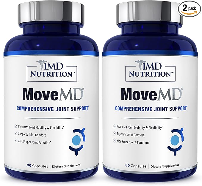 1MD Nutrition MoveMD - Joint Health Supplement - Doctor Formulated | with Collagen, Astaxanthin, and More | 30 Capsules (2-Pack)