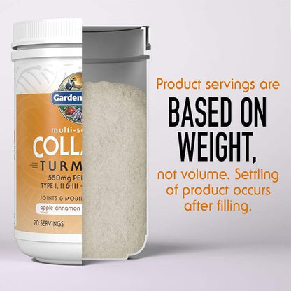 Garden of Life Multi-Sourced Collagen Peptides + Turmeric Powder - Apple Cinnamon, 20 Servings, for Women Men Joints Mobility, Hydrolyzed Collagen Protein Powder Supplements