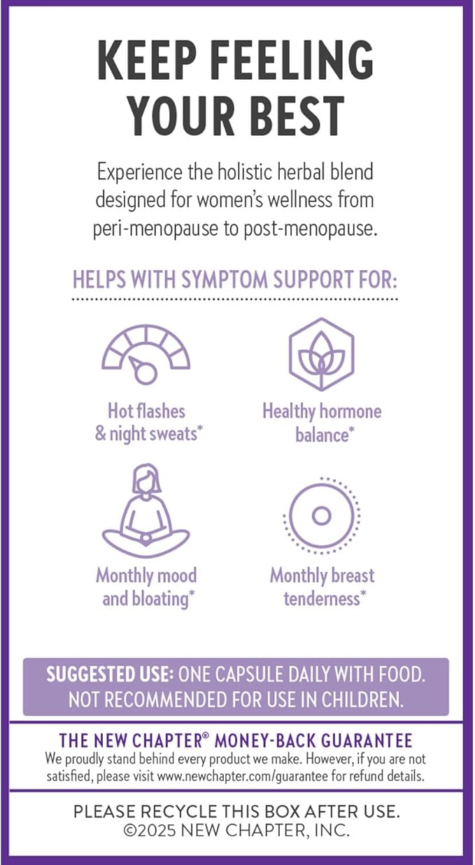 New Chapter Menopause Supplement - Estrotone Herbal Hormone Balance for Women in Perimenopause, with Black Cohosh for Hot Flash Relief & to Reduce Night Sweats + Vitex, No Added Hormones - 30 ct