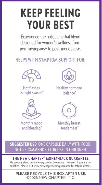 New Chapter Menopause Supplement - Estrotone Herbal Hormone Balance for Women in Perimenopause, with Black Cohosh for Hot Flash Relief & to Reduce Night Sweats + Vitex, No Added Hormones - 30 ct
