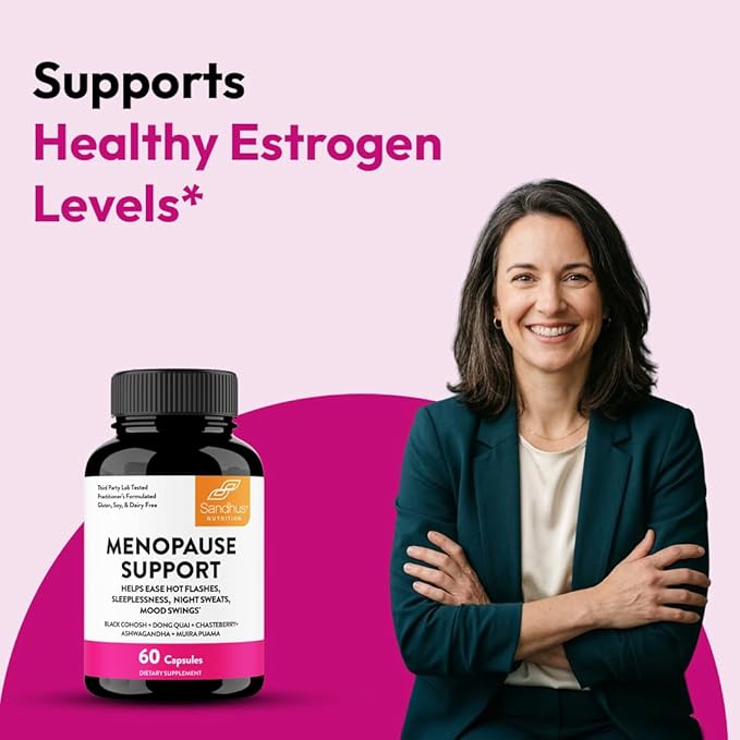 Complete Menopause Support Supplement For Women | With Ashwagandha, Black Cohosh, Dong Quai & Muira Puama | Helps Easing Hot Flashes Night Sweats Mood Swings Hormone Balance & Harmony | 180 Capsules