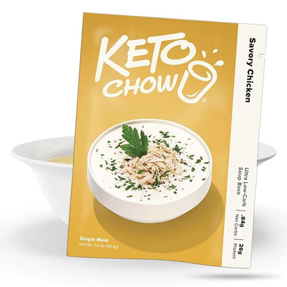 Keto Chow Savory Chicken | Keto Meal Replacement Shake Powder | Nutritionally Complete | Low Carb | Delicious Easy Meal Substitute | Protein Rich You Choose The Fat | Single Meal Sample