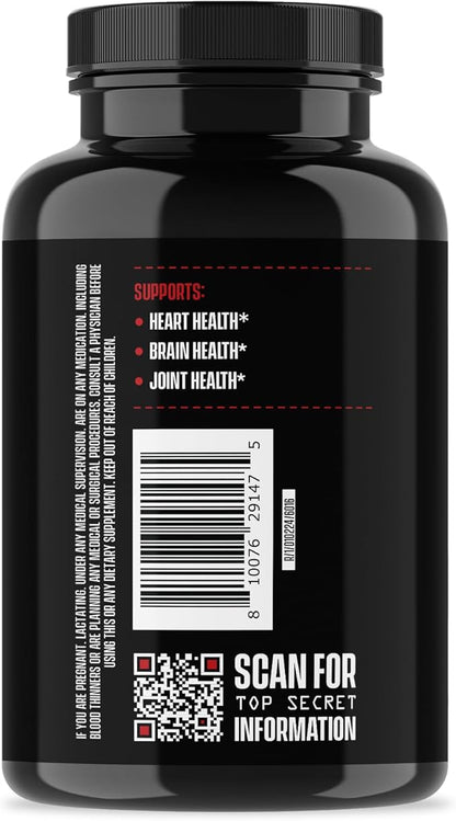 Jocko Fuel Omega 3 Fish Oil Supplement 2000mg - Burpless Fatty Acid Supplement, Wild Caught, Powerful Antioxidant with Astaxanthin (60 Capsules)