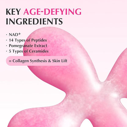 EQQUALBERRY NAD+ Peptide Boosting Serum – Niacinamide 2% + 14 Peptides + Vegan Collagen Anti-Aging Korean Skincare Face & Neck & Body Serum | Firming & Lifting Pink Serum (1.01oz / 30ml)