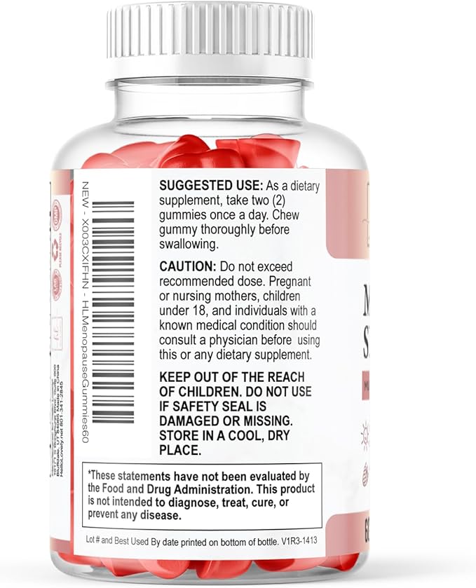 Menopause Supplements for Women Gummies - Complete Natural Mild Hot Flashes & Night Sweats Support, 16 in 1 Multi-Benefit Female Menopause Relief Gummy, Support for Balance & Energy - 60 Gummies
