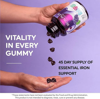 LIVS Iron Gummies for Kids with Vitamin C | Chewable Supplement As Gummy for Children with Vitamin B12, B3, B5, B6, Folate & Zinc | Energy Support, Non GMO & Gluten Free | 20mg Iron/Dose - 120 Count