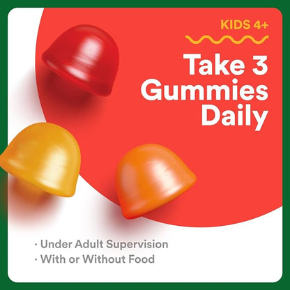 SmartyPants Kids Multivitamin & Fiber Gummies: Prebiotic Fiber to Support Kids Digestion with Vitamin D3, C, Vitamin B12, B6, A, Zinc, Biotin, Folate, Three Fruit Flavors, 90 Count (30 Day Supply)