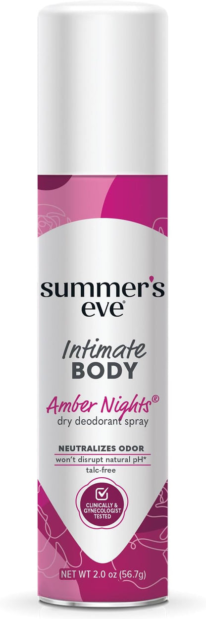 Summer's Eve Amber Nights Daily Feminine Spray with Talc-Free, Odor-Neutralizing and Moisture-Absorbing Formula, 2 Oz