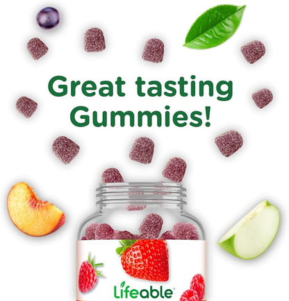 Lifeable Vitamin B6 Gummies | 100mg | Great Tasting VIT B6 Supplement | Vegan B6 Vitamins for Nerve Support Supplement | Vitamin B 6 for Adults, Men, Women | 60 Gummies