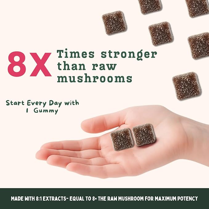 Baker's Botanics Adaptogenic Anxiety Support Mushroom Gummies - Botanicals Blend | Mixed Berry Flavor | Vegan, Gluten-Free, Non-GMO Supplement