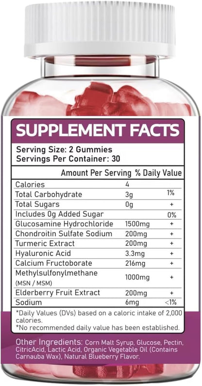 Glucosamine Chondroitin Supplements with MSM & Elderberry | Glucosamine Chondroitin Gummy for Adults & Women Men | Glucosamine chondroitin Gummies Extra Strength | Joint Supplement | 2 Pack