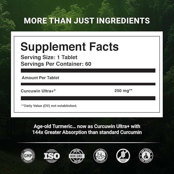 The Wellness Project Turmeric Curcumin with Curcuwin Ultra+ 250mg | Supports Joint, Muscle & Lung Health | for Mobility & Recovery | for Women & Men | 60 Tablets – 2 Month Supply